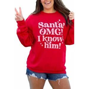 NEW GLITTERING SOUTH santa omg graphic tee in red